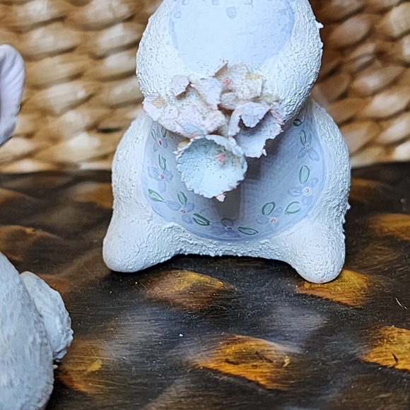 Vintage Set of 3 Hand Painted Ceramic Bunny Rabbit Family Figurines - Easter - Picture 7 of 10